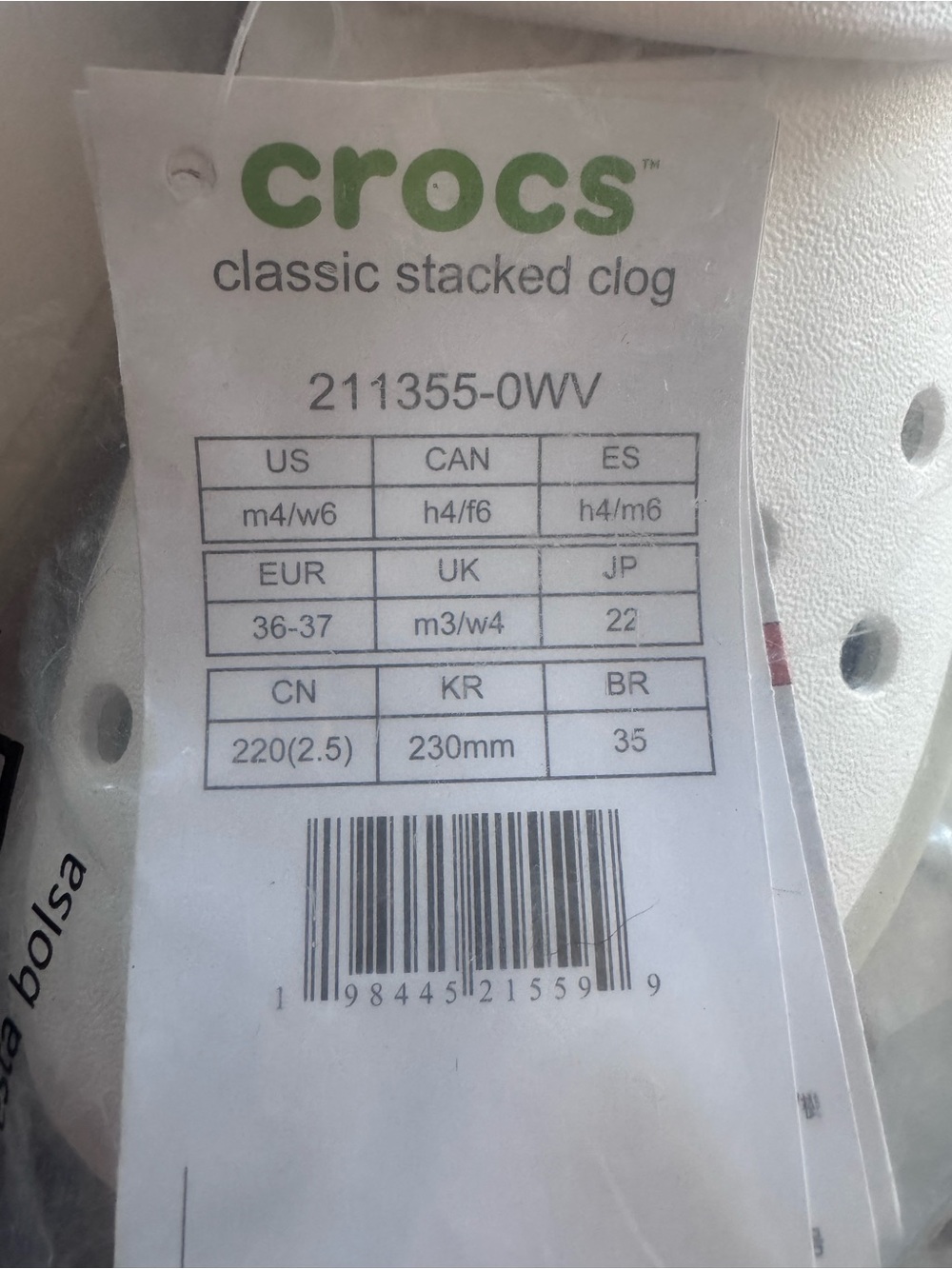 Crocs Classic Stacked Platform Clog Chalk Bone White M4/W6 NWT Elevated Clogs - Picture 11 of 11